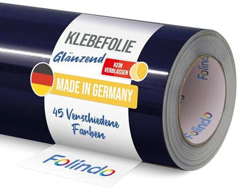 FOLINDO Möbelfolie selbstklebend Glanz Vinyl - langlebige Möbel Klebefolie 050 Dunkelblau 5 m x 63 cm - Klebefolie Küche - selbstklebende Folie Möbel - moderne Schrankfolie versch. Größen