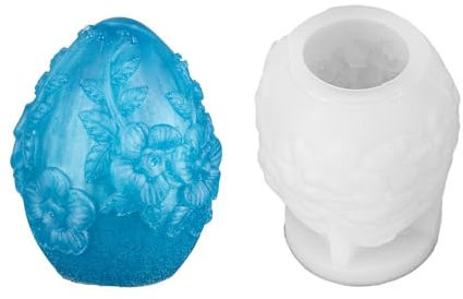 Ideen mit Herz Silikonform Ei mit Blumenranken | Gips- und Beton-Figur | Epoxid-Harz-Form | Epoxy | Formen gießen Ostern | Ø 6,4 cm, 7,9 cm hoch