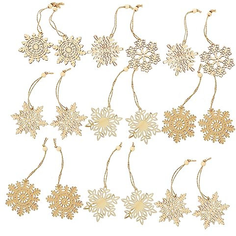 IMIKEYA Schneeflocken Weihnachtsbaum Anhänger DIY Dekoration Für Weihnachten 6 Designs Je Festliche Holzornamente Für Weihnachtsfeiern Und Dekorationen