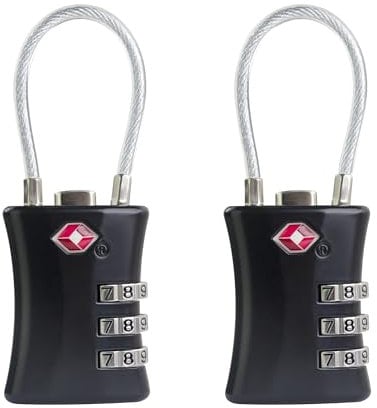 UP Security TSA Locks for Luggage, Small Combination Padlock, Luggage Locks TSA Approved, Padlock Combination with Cable, for Suitcase, Gym Locker, Gun Case, Ammo Can, Backpack Zipper (Black+Black)