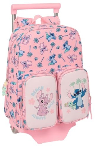 Safta STITCH BEACH - Mochila Infantil con Carro 705, Ideal para Niños de Diferentes Edades, Cómoda y Versátil, Calidad y Resistencia, 26x11x34 cm