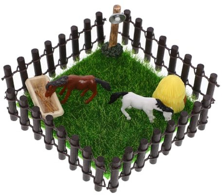 BESTonZON 1satz Miniatur Pferdestall Modell Für Puppenhaus Maßstab Mit Zaun Pferde Für Miniatur-landschaftsgestaltung Und Fotografie-Dekoration