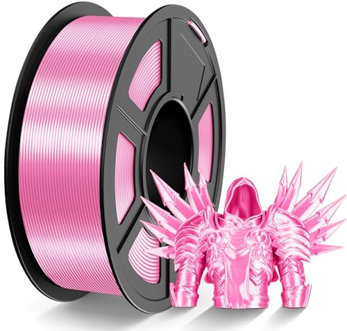 TECBEARS PLA Silk Filament 1.75mm Rosa 1KG, Shiny Silk PLA 3D Drucker Filament, mit Seidenglattes Finish, Gute Farbwiedergabe, Maßgenauigkeit +/- 0.02, 1 Spulen, 1kg pro Spule Seide Rosa