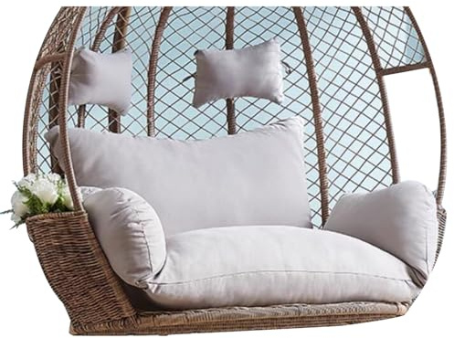 PPGE Home Hängendes Ei-Stuhlkissen Doppel Hängesessel Sitzkissen Dicker Schaukel Hängekorb Sitzkissen Für Patio Garden Outdoor Indoor Doppeltes Hängestuhl Polster Auflag(Color:Silbergrau)