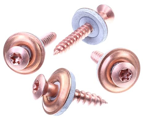 SECCARO Lot de 50 vis étanches 4,5 x 80 mm Cuivré Inox A2 Rondelle d'étanchéité EPDM 15 mm TX/six pans creux
