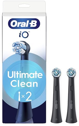 Oral-B iO Series Ultimate Clean Replacement Brush Heads, 2 Count, Black - Original Round Heads, Crisscross Bristles, Deep Cleaning, Plaque Removal, Compatible with iO Electric Toothbrushes