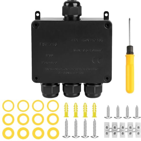 Abzweigdose Wasserdicht IP68, Verteilerdose Außen Wasserdicht,4 Wege Abzweigdose Außen Aufputz Schwarz,Abzweigkasten Outdoor Anschlussdose Kabelverbinder Verbindungsdose für Ø4-14mm Kabeldurchmesser