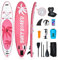 ZealWe Aufblasbares Stand Up Paddling SUP Board Paddleboard Surfboard, 335cm Standup Paddle Aufblasbar Set bis 150kg, Surfbrett für stand-up, Komplettes Zubehör mit Sitz Alu-Paddel Rucksack Pumpe Rosa