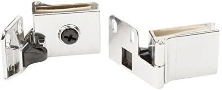 Set 2 Cerniere per Ante in Vetro CP85 | Montaggio Senza Fori | Finitura Cromata