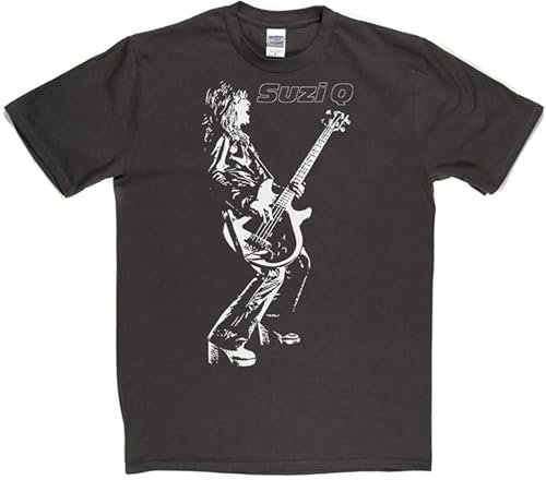 Suzi Quatro British Based American Singer Bassist Rock Crew Neck Unisex Short Sleeve T-Shirt Grey XXXL
