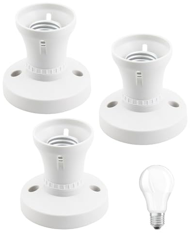 SEESUNO 3 Pcs E27 Lamp Holder, Screw-in E27 Ceiling Rose Light Fitting for Ceiling Pendant & Wall Lighting