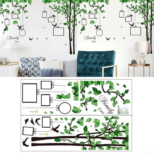 Familienbaum-Bilderrahmen-Wandaufkleber, Aufkleber für Haus und Wohnzimmer, Dekoration, entfernbares PVC-Material, Kleber beschädigt Wände nicht
