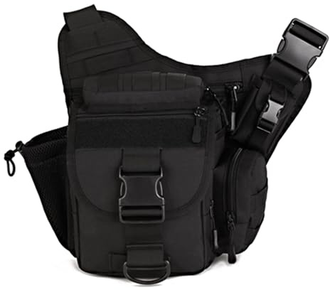 Tactical Messenger Camera Bag Military Shoulder Backpack, for Cycling Camping Traveling Working Out Outdoor Activity(Black)