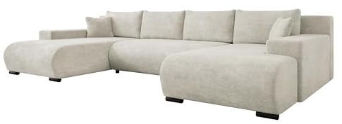 Mirjan24 Ecksofa Nojan, Eckcouch Couch mit Schlaffunktion und Bettkasten, Wohnlandschaft in U-Form, Komfortables Sofa mit Zwei Ottomane (Lumo 55)