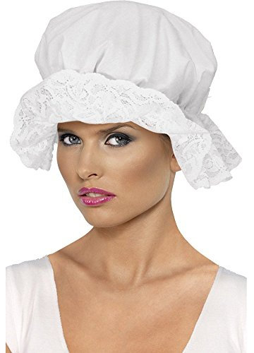 Hat Mop Cap White With Lace Trim for Fancy Dress Party Accessory