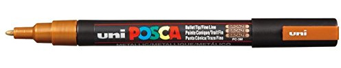 Uni Posca Marker PC-3M Paint Glass Pen Fine Bullet Tip 1.3mm Bronze