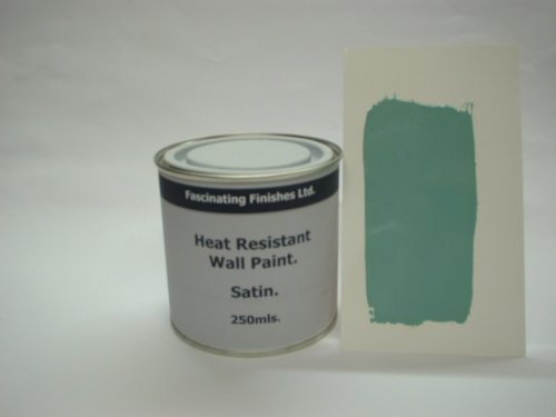 1 x 250ml Satin Duck Egg Heat Resistant Wall Paint. Wood Burner Stove Alcove. Brick, Concrete, Plaster, Cement Board, Rendering, Metal, Timber etc.