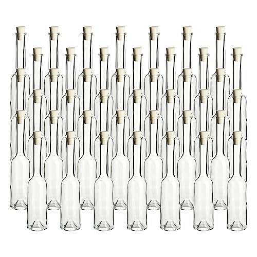 gouveo Set di 42 bottiglie di vetro 200 ml Symphony con tappo in sughero (SK) - Bottiglie vuote da riempire e regalare - Piccola bottiglia di liquore da 0,2 l, bottiglia di olio (SIF200SK)