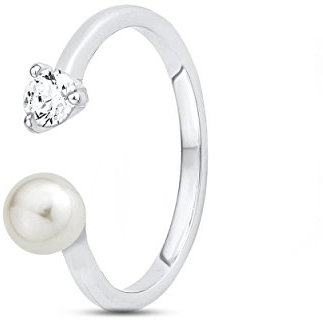 s.Oliver Damen-Ring Perle Süßwasserzuchtperle 925 Silber rhodiniert Zirkonia weiß Gr. 56 (17.8)-2012541