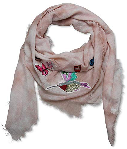 ACC Damen Schal mit Sticker Silber Stern Oversize XXL quadratisch (rosee)