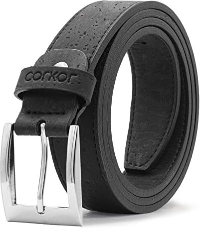 Corkor Vegan Gürtel Herren Veganes Kork Leder Schwarz Braun für Vegetarier 30mm Xl