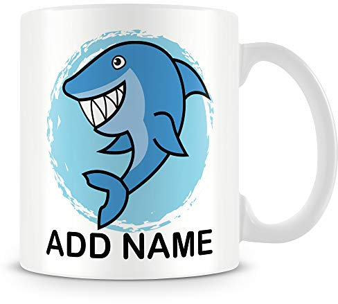 MUGGZ Shark Mug - Personalised Cup with Name - Gift for Kids – Custom Funny Coffee Mug – Unique Gift for Friends & Family