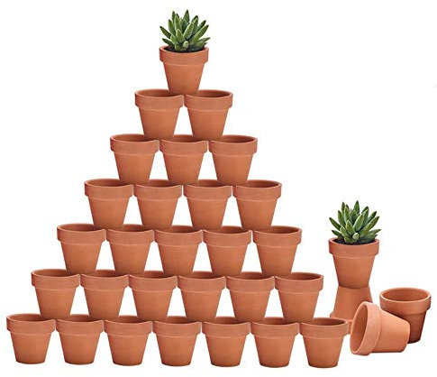 Riseuvo Lot de 32 petits pots en terre cuite de 5,1 cm - Pots de fleurs en terre cuite pour plantes grasses - Avec trou de drainage - Pour plantes d'intérieur/extérieur, travaux manuels
