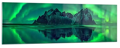 Bilder auf Glas 160x50cm Wandbild Glasdruck Landschaften Natur - 4012 | Berg Gletscher Wasser Panorama Groß XXL Modern Dekoration Wohnzimmer Schlafzimmer Küche Wanddeko Kunstdruck Art ARTTOR
