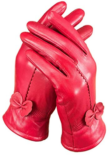 EONYUANGUO Winter warme Lederhandschuhe, Frauen warme Kaschmir gefütterte Lederhandschuhe für Winddicht
