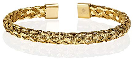 Namana Bracelet Jonc Or pour Homme. Bracelet Homme Or avec un Design Tressé. Bracelet Homme en Acier Plaqué Or Bijoux Homme Livres avec un Écrin Cadeau