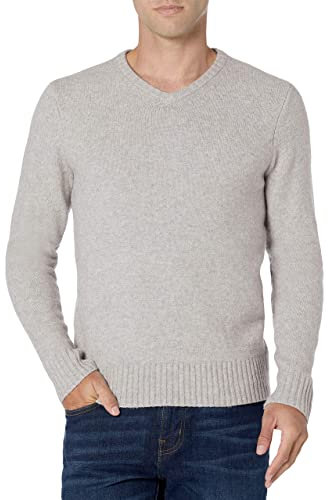 Amazon Essentials Jersey de Manga Larga con Cuello en Pico y Tacto Suave Hombre, Gris Claro, M