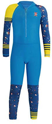 Imeki Maillot de bain à manches longues pour enfant Protection UV UPF 50 + 2 à 8 ans - Bleu - 5-6 ans