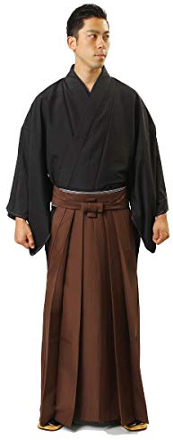 Fuuka Japanese Kimono Men Hakama Umanori (Brown, L)