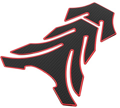 F FIERCE CYCLE Motorrad Tankpad Aufkleber 1pc Rot 3D PVC Gummi Wasserdicht | Schwarz, Größe 20,8x14,2x0,5 cm, Selbstklebend, Kratzschutz, Langlebig