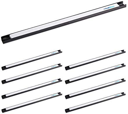 Set de 9 Imanes Herramientas, 45 cm de Largo, Acero, Barras Magnéticas Cuchillos, Taller, Garaje, Negro/Blanco