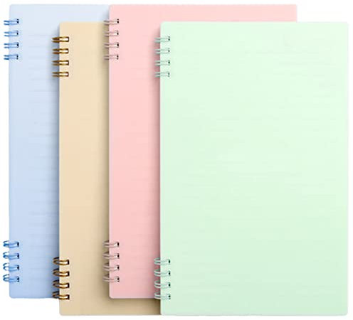 4-teilige Coil-Notizbücher, A5-Notizblöcke, Campus Wirebound-Notizbuch, 180° Tiled, 60 Seiten, für Büro, Schule, Schüler, Aufzeichnungstreffen (4 Farben)