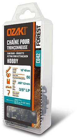 OZAKI - Chaîne Tronçonneuse .3/8 LP (Low Profile) - Jauge 1,3 mm (0,50) - Profil de Gouge Semi-Carré - 56 Entraîneurs