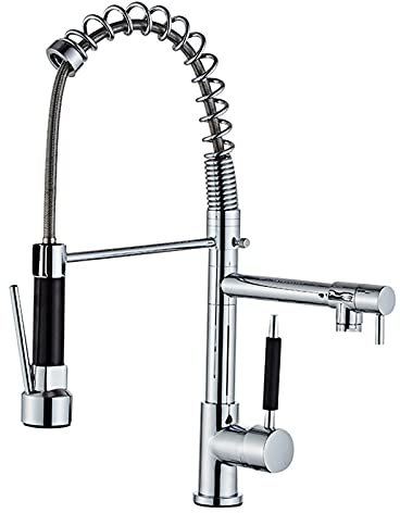 WPHH Grifo De Cocina, Grifo De Fregadero De Cocina Abatible Giratorio De 360 ° De Arco Alto, Grifo Mezclador De Alta Presión De Latón, Grifo Monomando De Agua Fría Y Caliente
