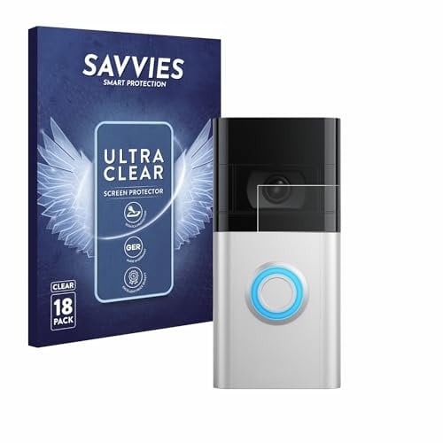 Savvies 18 Pack Screen Protector compatible with Ring Video Doorbell 4 / Doorbell 3 Protection Film Clear