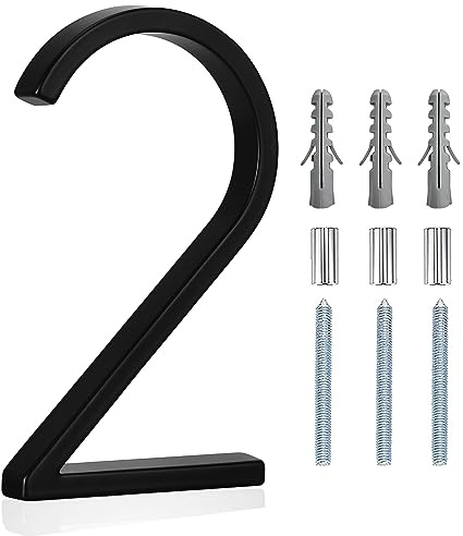 5 Floating Stainless Steel Address House Number, Modern Metal Anti-Rust House Numbers with Nail Kits for Door Garden Mailbox Decor Visibility Signage (2)