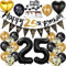 25 Geburtstag Deko Mann Frauen, Luftballon 25. Gold Schwarz Geburtstagsdeko 25 Jahre, Ballon Schwarz Gold Deko 25. Gold Schwarz 25 Jahr Geburtstagdeko