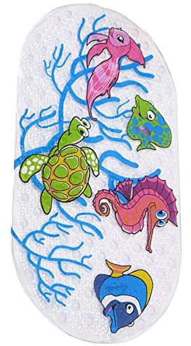Kids Bath Mat Non-Slip Turtle Shower Mat Anti-Bacterial Shower Tub Mat Coloured Bathtub mat anti mould for Babies and Children Bahroom Cute Animals Pattern