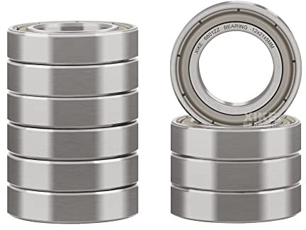 XiKe 6801ZZ Kugellager 12x21x5mm Chromstahl und Vorgeschmiert, 6801-2Z Rillenkugellager mit Metall Doppeldichtung, 10er-Packung