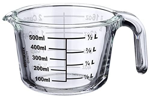 Westmark Misuratore, capacità di riempimento: 0,5 l, adatto per forno, microonde, congelatore, vetro borosilicato, trasparente/nero 30622260