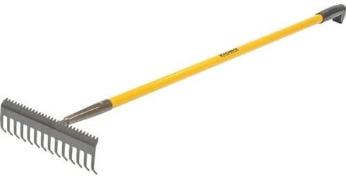 Roughneck ROU68302 Sharp-Edge Soil Rake 350x1500mm/13¾x59, Black- Yellow