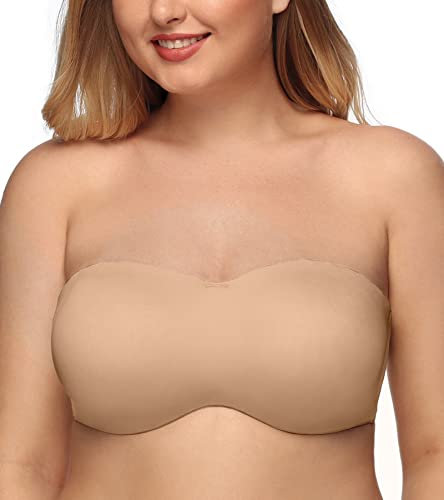 DotVol Damen Große Größen Bügel Ungepolstert Bandeau Trägerloser Multiway Minimizer BH(Pekannuss, 95E)