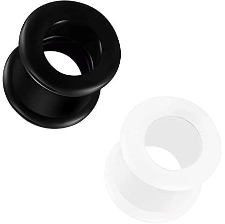 69appeal Silikon Ohr Tunnel 1 Paar 12mm schwarz oder weiß Flesh Plug Piercing Schmuck Set