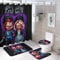 4-teiliges Horrorfilm-Duschvorhang-Set mit rutschfesten Teppichen, WC-Deckelbezug, Badematte und Duschvorhang mit 12 Haken für Badezimmer-Dekor-Sets, Zubehör 170,9 x 170,9 cm