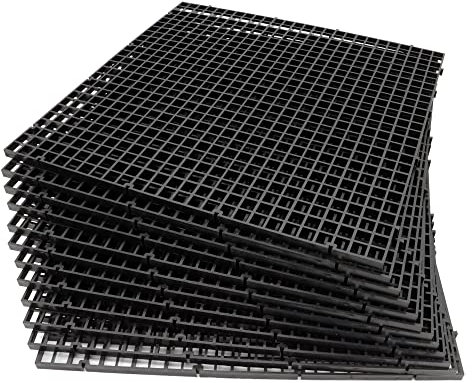 ALEGI 12 Stück Aquarium-Trennwand aus Kunststoff, Eierkiste, Aquarium-Filter, Bodenwanne, Gitter, Trennwand, Trennnetz, Scheibentrenner, 12 Stück, Schwarz