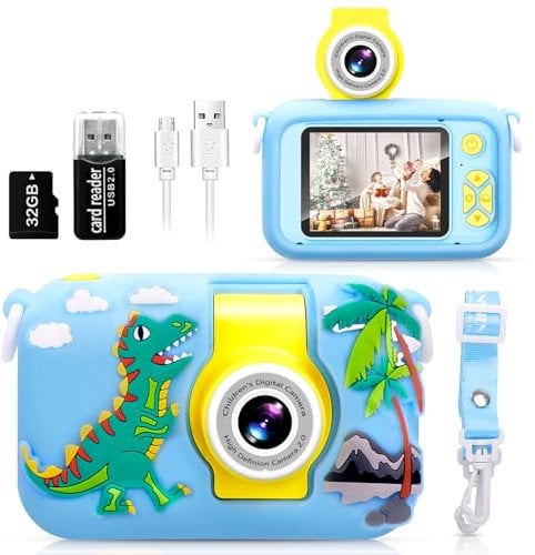 ARNSSIEN Kinderkamera für 3 4 5 6 7 8 9 10 11 12 Jahre alte Mädchen/Jungen, Kinder Kamera mit 180°Flip-Objektiv&2.4in IPS-Bildschirm, Geburtstagsfest-Geschenk-Spielzeug für Mädchen/Jungen,32 GB,X101